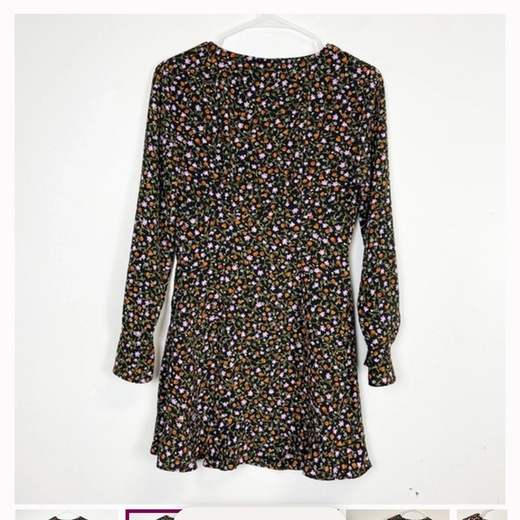 Zara Black Floral Long Sleeve Dress - Picture 2 of 13